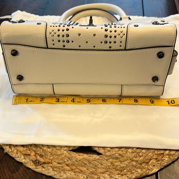 Coach Mercer Satchel 24 Bandana Rivets Chalk F55634 - Picture 11 of 15